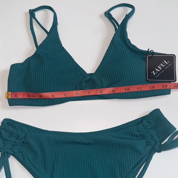 Zaful Ribbed Bikini Size Small US Size 4 Dark Teal - Picture 5 of 15